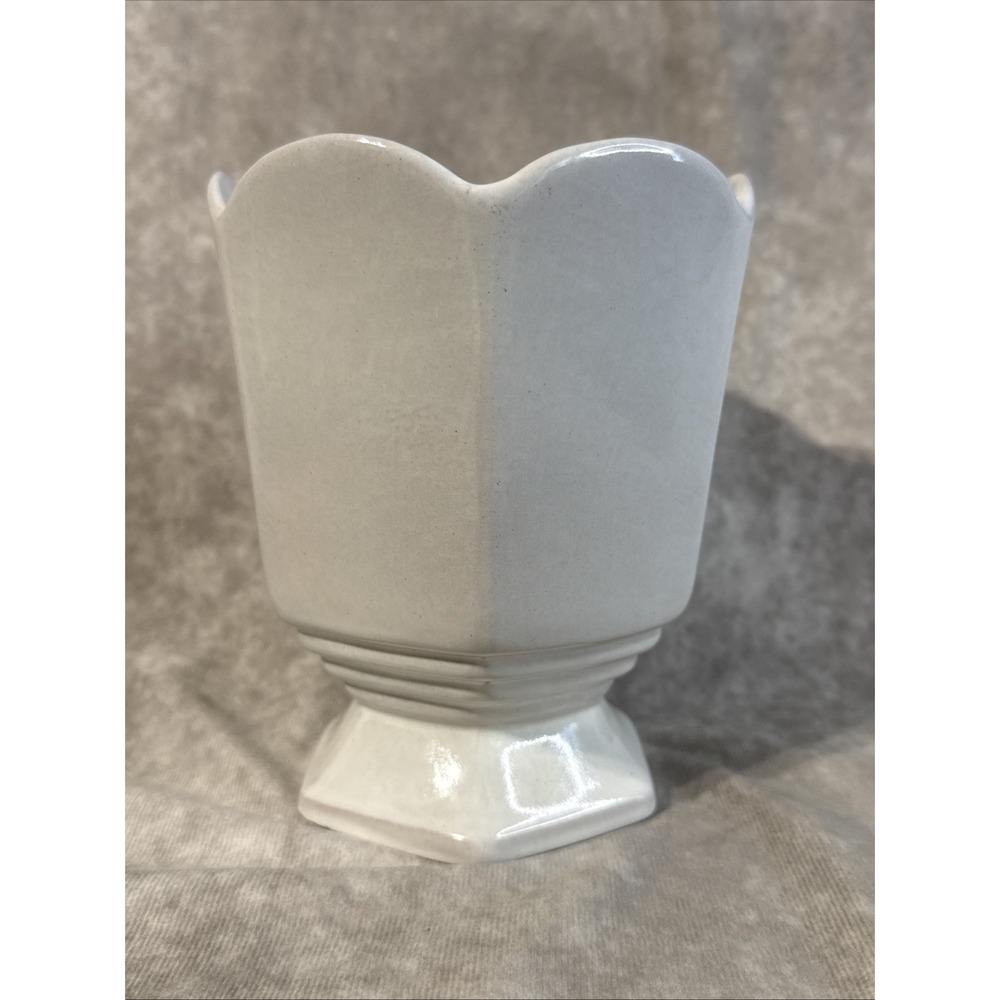 Frankoma Vintage Octagonal Planter Mold 65 White 6"